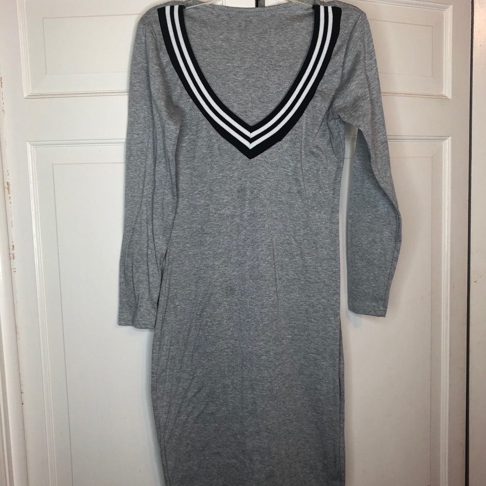 Grey Long Sleeve Sporty Dress